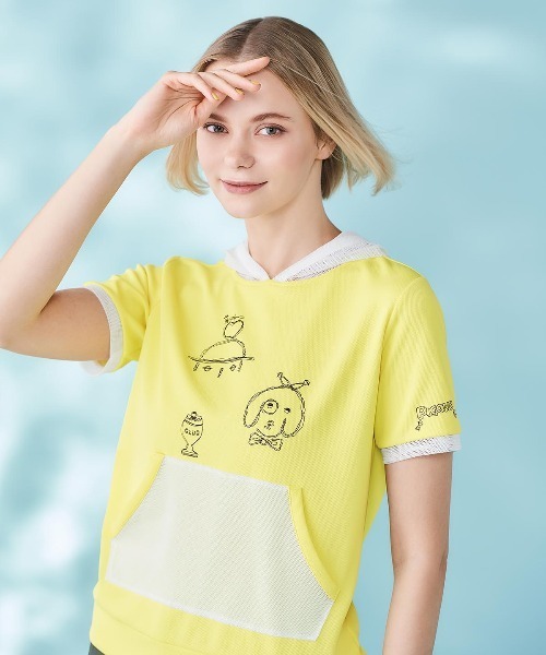 Picone CLUB(ピッコーネクラブ)の「メッシュフードプルオーバー(Tシャツ/カットソー・レディース・ネイビー/イエロー/ベージュ/ホワイト・13号/11号/9号)」の9枚目の写真