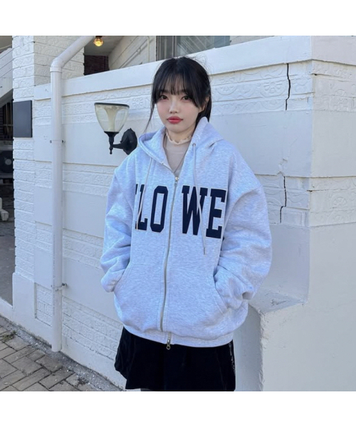 HAVISM(ヘビズム)の「FLOWER ZIP UP HOOD(MELANGE WHITE)(パーカー・レディース・その他・ONE SIZE)」の2枚目の写真