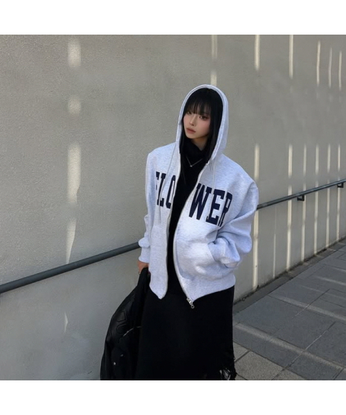 HAVISM(ヘビズム)の「FLOWER ZIP UP HOOD(MELANGE WHITE)(パーカー・レディース・その他・ONE SIZE)」の3枚目の写真