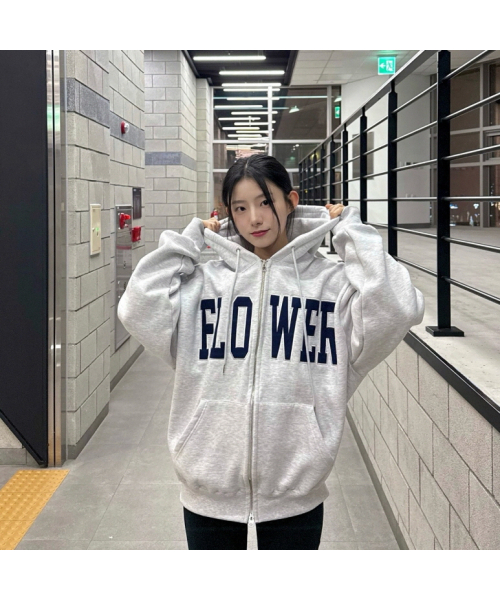 HAVISM(ヘビズム)の「FLOWER ZIP UP HOOD(MELANGE WHITE)(パーカー・レディース・その他・ONE SIZE)」の5枚目の写真