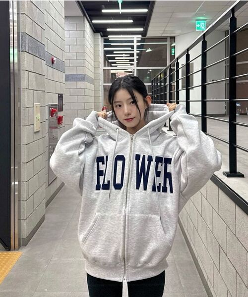HAVISM(ヘビズム)の「FLOWER ZIP UP HOOD(MELANGE WHITE)(パーカー・レディース・その他・ONE SIZE)」の6枚目の写真