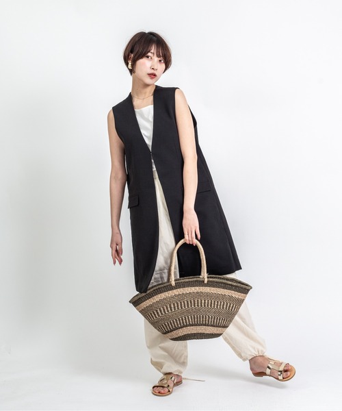 The Bagmati(ザバグマティ)の「【The Bagmati/ザバグマティ】舟形 かごバッグ(かごバッグ・レディース・ベージュ×ブラック/ベージュ・FREE)」の12枚目の写真