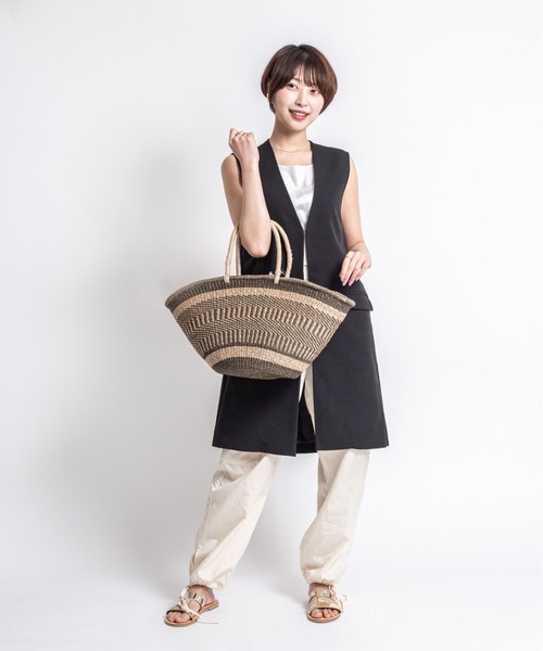 The Bagmati(ザバグマティ)の「【The Bagmati/ザバグマティ】舟形 かごバッグ(かごバッグ・レディース・ベージュ×ブラック/ベージュ・FREE)」の13枚目の写真