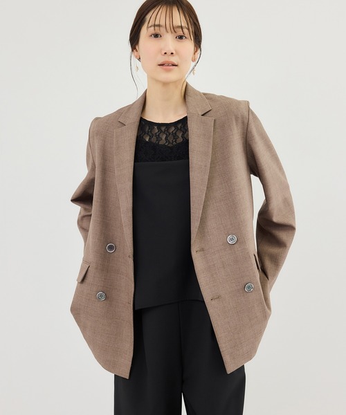 ROPE' PICNIC（ロペピクニック）の「メランジドビーチェックジャケット/セットアップ対応・防シワ・接触冷感（テーラードジャケット・レディース・ベージュ/ダークブラウン・FREE）」の19枚目の写真