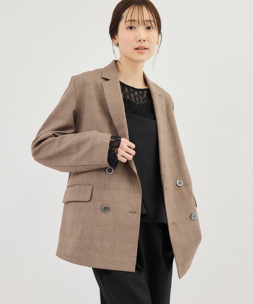 ROPE' PICNIC（ロペピクニック）の「メランジドビーチェックジャケット/セットアップ対応・防シワ・接触冷感（テーラードジャケット・レディース・ベージュ/ダークブラウン・FREE）」の20枚目の写真