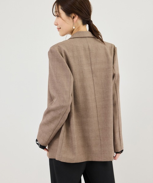 ROPE' PICNIC（ロペピクニック）の「メランジドビーチェックジャケット/セットアップ対応・防シワ・接触冷感（テーラードジャケット・レディース・ベージュ/ダークブラウン・FREE）」の21枚目の写真