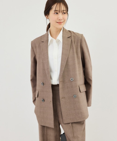 ROPE' PICNIC（ロペピクニック）の「メランジドビーチェックジャケット/セットアップ対応・防シワ・接触冷感（テーラードジャケット・レディース・ベージュ/ダークブラウン・FREE）」の22枚目の写真