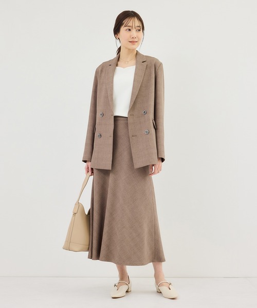 ROPE' PICNIC（ロペピクニック）の「メランジドビーチェックジャケット/セットアップ対応・防シワ・接触冷感（テーラードジャケット・レディース・ベージュ/ダークブラウン・FREE）」の13枚目の写真