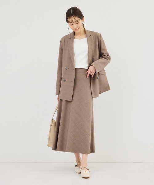 ROPE' PICNIC（ロペピクニック）の「メランジドビーチェックジャケット/セットアップ対応・防シワ・接触冷感（テーラードジャケット・レディース・ベージュ/ダークブラウン・FREE）」の14枚目の写真