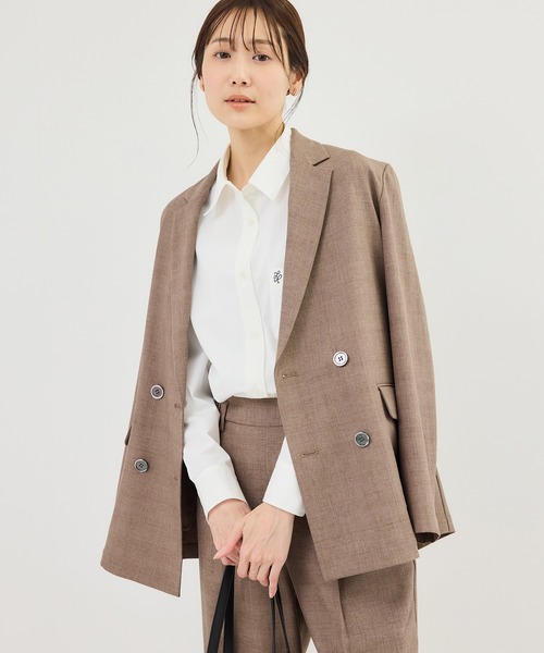 ROPE' PICNIC（ロペピクニック）の「メランジドビーチェックジャケット/セットアップ対応・防シワ・接触冷感（テーラードジャケット・レディース・ベージュ/ダークブラウン・FREE）」の16枚目の写真