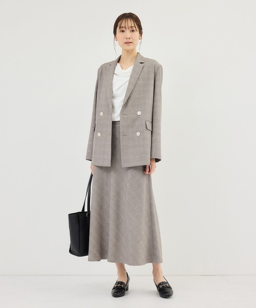 ROPE' PICNIC（ロペピクニック）の「メランジドビーチェックジャケット/セットアップ対応・防シワ・接触冷感（テーラードジャケット・レディース・ベージュ/ダークブラウン・FREE）」の10枚目の写真