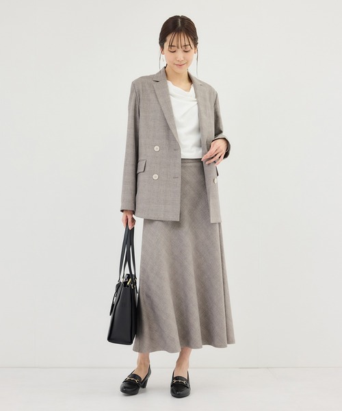 ROPE' PICNIC（ロペピクニック）の「メランジドビーチェックジャケット/セットアップ対応・防シワ・接触冷感（テーラードジャケット・レディース・ベージュ/ダークブラウン・FREE）」の3枚目の写真