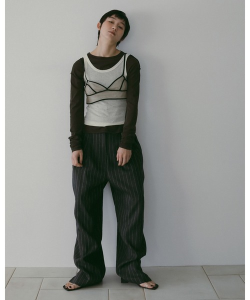 anuke（アンヌーク）の「Sheer Long T-Shirts（Tシャツ/カットソー・レディース・ブルー系その他/ブラウン/アイボリー・FREE）」の14枚目の写真