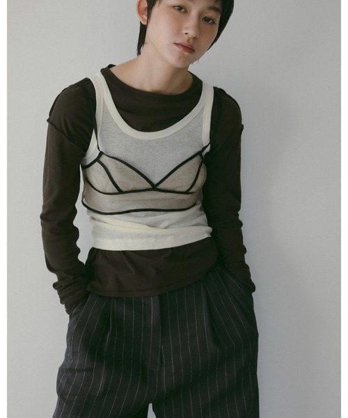 anuke（アンヌーク）の「Sheer Long T-Shirts（Tシャツ/カットソー・レディース・ブルー系その他/ブラウン/アイボリー・FREE）」の15枚目の写真