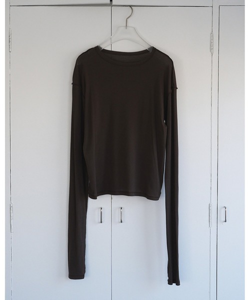 anuke（アンヌーク）の「Sheer Long T-Shirts（Tシャツ/カットソー・レディース・ブルー系その他/ブラウン/アイボリー・FREE）」の21枚目の写真