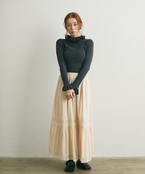 Crisp（クリスプ）の「フリルカラーニットトップス（ニット/セーター・レディース・ホワイト/ピンク/ダークグレー・FREE）」の22枚目の写真