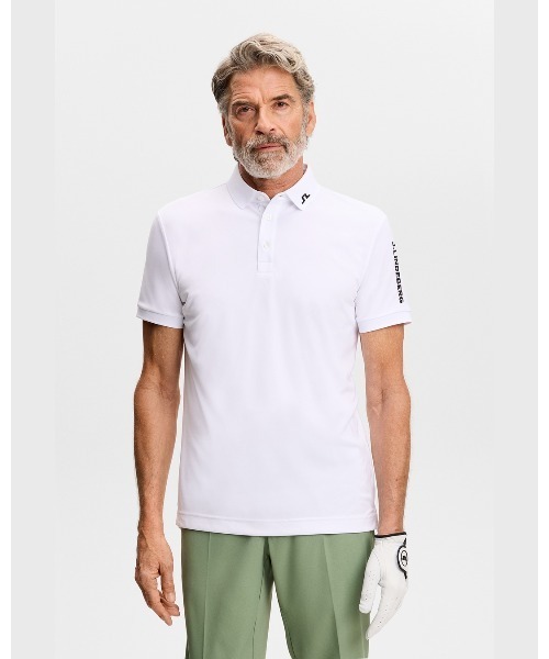 J.LINDEBERG(ジェイリンドバーグ)の「【J.LINDEBERG/GOLF】 半袖ポロシャツ Tour Tech Slim Fit Polo(ポロシャツ・メンズ・ブラック/ホワイト・46)」の1枚目の写真