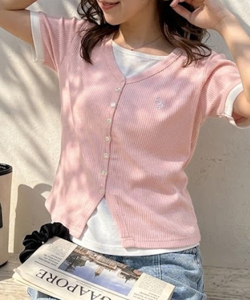 U.S. POLO ASSN.(ユーエスポロアッスン)の「RANAN/solleim別注【U.S.POLO ASSN.】バイカラーレイヤード風Tシャツ(Tシャツ/カットソー・レディース・ブラック/ネイビー/ピンク・LL/M/L)」の3枚目の写真