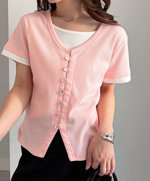 U.S. POLO ASSN.(ユーエスポロアッスン)の「RANAN/solleim別注【U.S.POLO ASSN.】バイカラーレイヤード風Tシャツ(Tシャツ/カットソー・レディース・ブラック/ネイビー/ピンク・LL/M/L)」の10枚目の写真