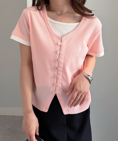 U.S. POLO ASSN.(ユーエスポロアッスン)の「RANAN/solleim別注【U.S.POLO ASSN.】バイカラーレイヤード風Tシャツ(Tシャツ/カットソー・レディース・ブラック/ネイビー/ピンク・LL/M/L)」の12枚目の写真