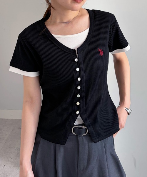 U.S. POLO ASSN.(ユーエスポロアッスン)の「RANAN/solleim別注【U.S.POLO ASSN.】バイカラーレイヤード風Tシャツ(Tシャツ/カットソー・レディース・ブラック/ネイビー/ピンク・LL/M/L)」の17枚目の写真
