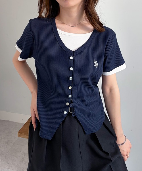 U.S. POLO ASSN.(ユーエスポロアッスン)の「RANAN/solleim別注【U.S.POLO ASSN.】バイカラーレイヤード風Tシャツ(Tシャツ/カットソー・レディース・ブラック/ネイビー/ピンク・LL/M/L)」の21枚目の写真