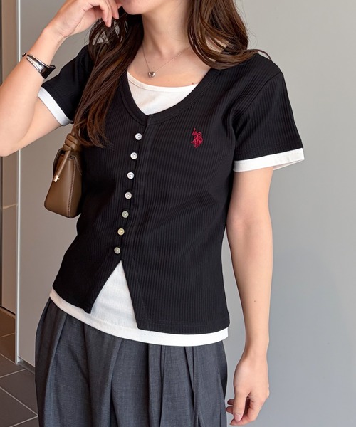 U.S. POLO ASSN.(ユーエスポロアッスン)の「RANAN/solleim別注【U.S.POLO ASSN.】バイカラーレイヤード風Tシャツ(Tシャツ/カットソー・レディース・ブラック/ネイビー/ピンク・LL/M/L)」の16枚目の写真