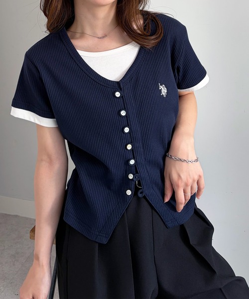 U.S. POLO ASSN.(ユーエスポロアッスン)の「RANAN/solleim別注【U.S.POLO ASSN.】バイカラーレイヤード風Tシャツ(Tシャツ/カットソー・レディース・ブラック/ネイビー/ピンク・LL/M/L)」の20枚目の写真