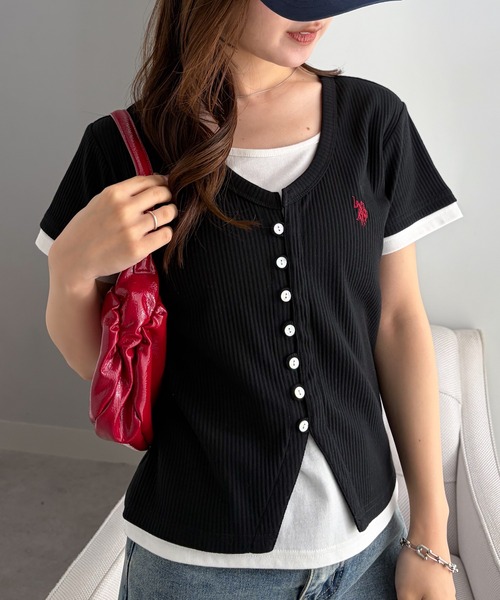 U.S. POLO ASSN.(ユーエスポロアッスン)の「RANAN/solleim別注【U.S.POLO ASSN.】バイカラーレイヤード風Tシャツ(Tシャツ/カットソー・レディース・ブラック/ネイビー/ピンク・LL/M/L)」の15枚目の写真