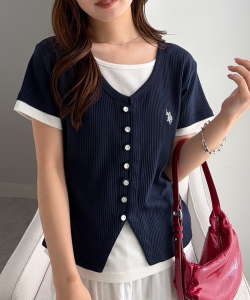 U.S. POLO ASSN.(ユーエスポロアッスン)の「RANAN/solleim別注【U.S.POLO ASSN.】バイカラーレイヤード風Tシャツ(Tシャツ/カットソー・レディース・ブラック/ネイビー/ピンク・LL/M/L)」の19枚目の写真