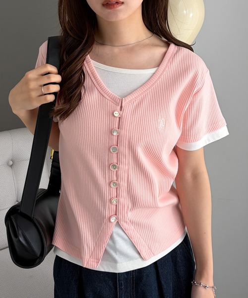 U.S. POLO ASSN.(ユーエスポロアッスン)の「RANAN/solleim別注【U.S.POLO ASSN.】バイカラーレイヤード風Tシャツ(Tシャツ/カットソー・レディース・ブラック/ネイビー/ピンク・LL/M/L)」の22枚目の写真