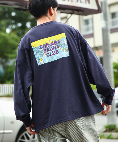 ZIP FIVE(ジップファイブ)の「【CHIKABA SAUNA CLUB】TC度詰め天竺 3タイプ プリント 長袖 Tシャツ(Tシャツ/カットソー・メンズ・オートミール/ブラック系/ホワイト/ブラック系1/グレー/ネイビー系/グレー系/ネイビー系2/ブラック/ホワイト系・MEDIUM/LARGE)」の9枚目の写真
