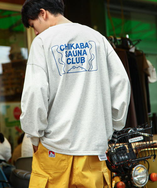 ZIP FIVE(ジップファイブ)の「【CHIKABA SAUNA CLUB】TC度詰め天竺 3タイプ プリント 長袖 Tシャツ(Tシャツ/カットソー・メンズ・オートミール/ブラック系/ホワイト/ブラック系1/グレー/ネイビー系/グレー系/ネイビー系2/ブラック/ホワイト系・MEDIUM/LARGE)」の8枚目の写真