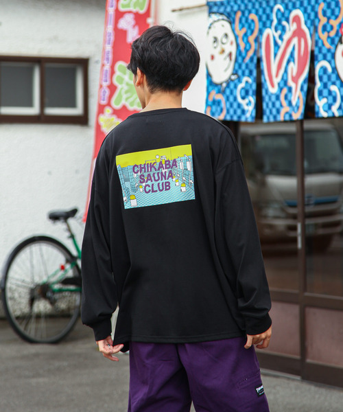 ZIP FIVE(ジップファイブ)の「【CHIKABA SAUNA CLUB】TC度詰め天竺 3タイプ プリント 長袖 Tシャツ(Tシャツ/カットソー・メンズ・オートミール/ブラック系/ホワイト/ブラック系1/グレー/ネイビー系/グレー系/ネイビー系2/ブラック/ホワイト系・MEDIUM/LARGE)」の3枚目の写真