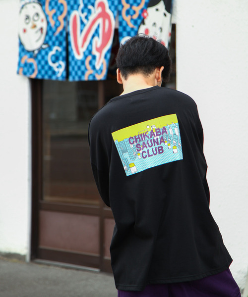 ZIP FIVE(ジップファイブ)の「【CHIKABA SAUNA CLUB】TC度詰め天竺 3タイプ プリント 長袖 Tシャツ(Tシャツ/カットソー・メンズ・オートミール/ブラック系/ホワイト/ブラック系1/グレー/ネイビー系/グレー系/ネイビー系2/ブラック/ホワイト系・MEDIUM/LARGE)」の12枚目の写真