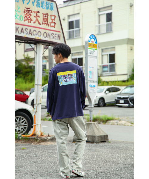 ZIP FIVE(ジップファイブ)の「【CHIKABA SAUNA CLUB】TC度詰め天竺 3タイプ プリント 長袖 Tシャツ(Tシャツ/カットソー・メンズ・オートミール/ブラック系/ホワイト/ブラック系1/グレー/ネイビー系/グレー系/ネイビー系2/ブラック/ホワイト系・MEDIUM/LARGE)」の20枚目の写真