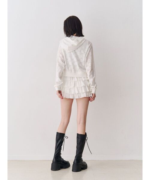 jouetie（ジュエティ）の「レースクロップドZIPフーディー【セットアップ対応】（パーカー・レディース・グリーン/オフホワイト/ブラック・MEDIUM）」の10枚目の写真