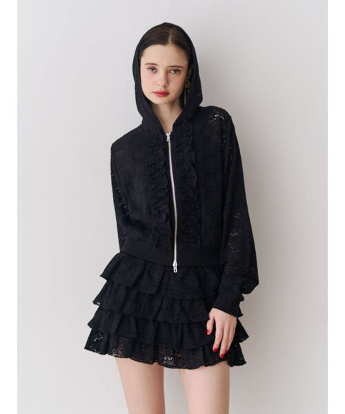 jouetie（ジュエティ）の「レースクロップドZIPフーディー【セットアップ対応】（パーカー・レディース・グリーン/オフホワイト/ブラック・MEDIUM）」の20枚目の写真