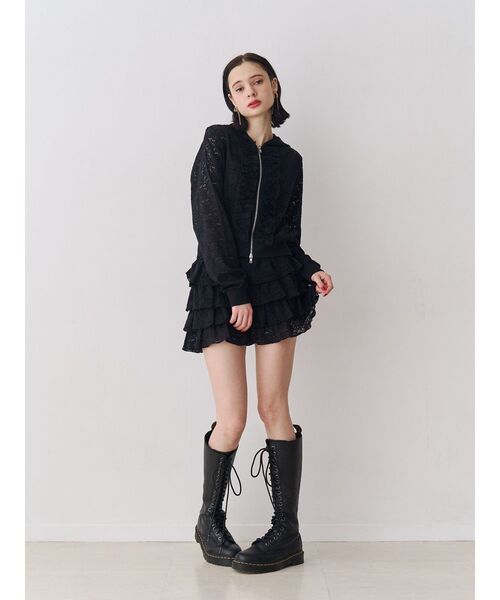 jouetie（ジュエティ）の「レースクロップドZIPフーディー【セットアップ対応】（パーカー・レディース・グリーン/オフホワイト/ブラック・MEDIUM）」の22枚目の写真