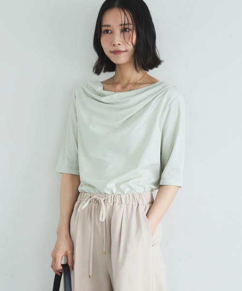 Doux archives(ドゥアルシーヴ)の「ニュアンスネック5分袖カットソー(Tシャツ/カットソー・レディース・ミント/チャコールグレー/オフホワイト・FREE)」の18枚目の写真