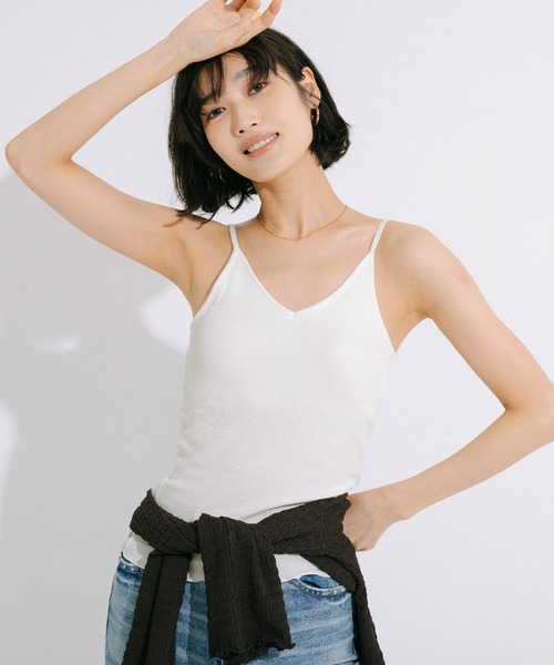 coca（coca）（コカ）の「OUT BRA バックオープンVネックキャミソール（キャミソール・レディース・ブラック/アイボリー/ブラウン・L/M/S）」の9枚目の写真