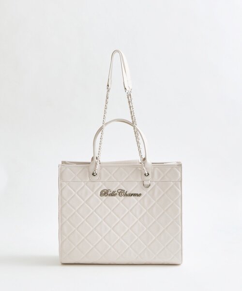 OLIVE des OLIVE（オリーブデオリーブ）の「【Belle Charme】Belle Charme Quilted Carry on Tote（トートバッグ・レディース・ピンク/アイボリー/ブラック・FREE）」の4枚目の写真