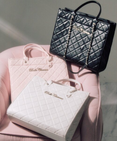 OLIVE des OLIVE（オリーブデオリーブ）の「【Belle Charme】Belle Charme Quilted Carry on Tote（トートバッグ・レディース・ピンク/アイボリー/ブラック・FREE）」の8枚目の写真