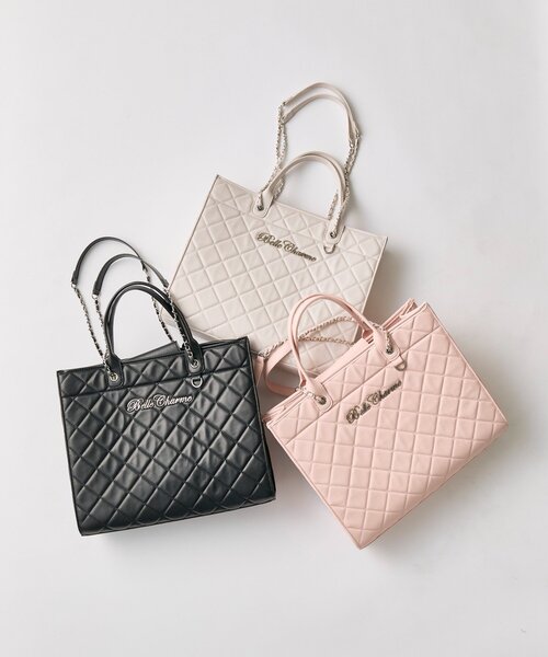 OLIVE des OLIVE（オリーブデオリーブ）の「【Belle Charme】Belle Charme Quilted Carry on Tote（トートバッグ・レディース・ピンク/アイボリー/ブラック・FREE）」の9枚目の写真