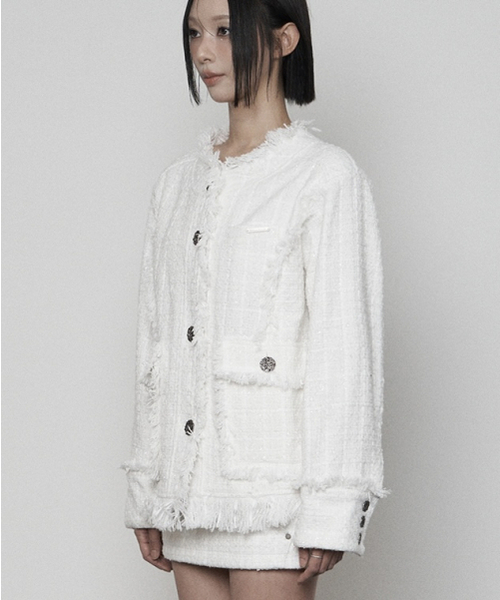 ETRE AU SOMMET(エトレオソメ)の「Back- belt Pocket Overfit Tweed Jacket ( WHITE )(テーラードジャケット・レディース・その他・FREE)」の2枚目の写真