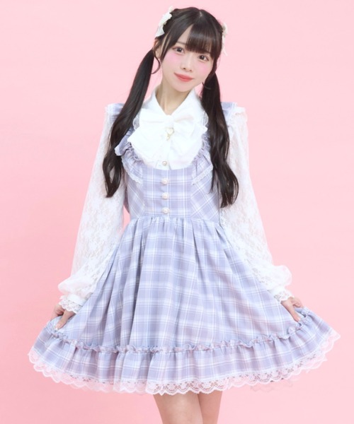 Secret Honey（シークレットハニー）の「ボリュームフリルジャンパードレス（スカート・レディース・ブラック/ライトブルー・MEDIUM）」の2枚目の写真