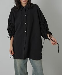 【快適な着心地】シアサッカー袖ドロストシャツ