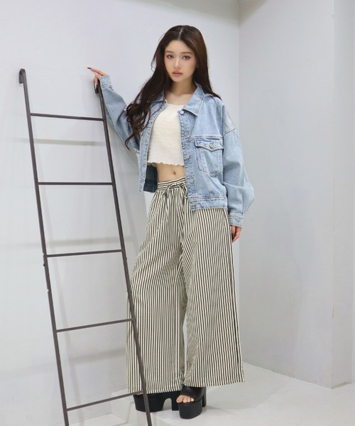 CECIL McBEE（セシルマクビー）の「サッカーストライプワイドイージーパンツ（その他パンツ・レディース・ブルー/ブラック・LARGE/MEDIUM）」の3枚目の写真