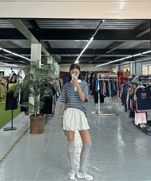 MUSINSA STANDARD WOMAN（ムシンサスタンダードウーマン）の「ウィメンズマルチストライプ半袖ラグビーシャツ[ネイビー]（ポロシャツ・レディース・その他・SMALL/MEDIUM/LARGE/X-SMALL）」の7枚目の写真
