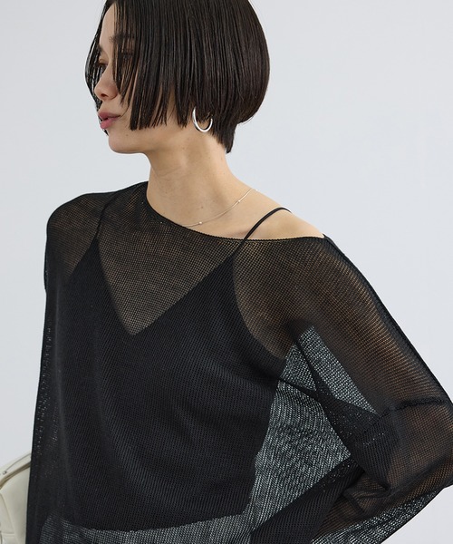 SALON adam et rope'（サロン アダム エ ロペ）の「オーガニックリネンシアーボートネックプルオーバー（ニット/セーター・レディース・ホワイト/ブラック/ブラウン・FREE）」の12枚目の写真